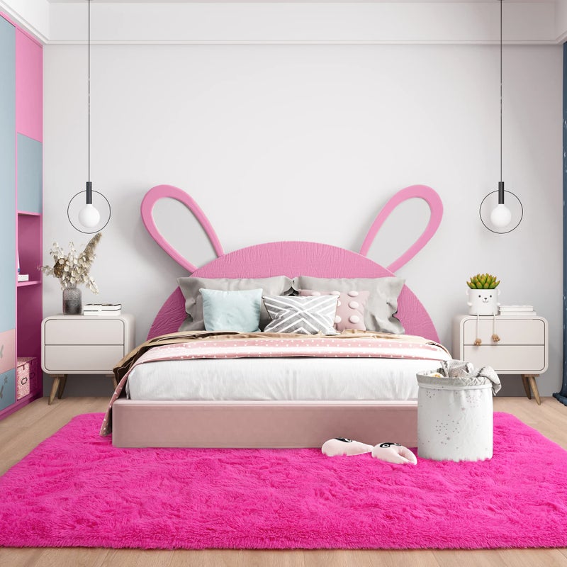 Noahas Fluffy 4x6 Hot Pink Rugs for Bedroom Girls,Shaggy Kids Rug,Thick Shag Throw Carpet,Soft Non-Slip Dorm Nursery Area Rugs for Living Room Home Decor Aesthetic - Image 3
